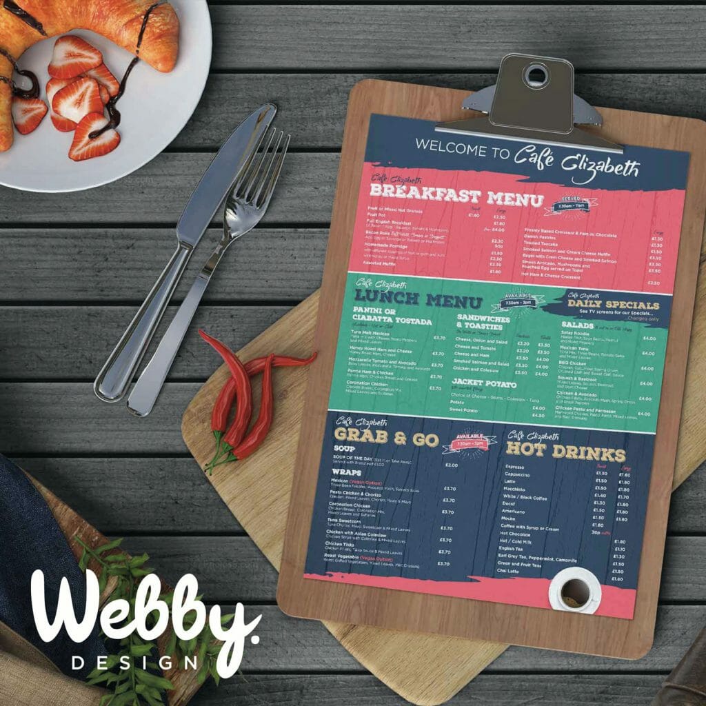 Webby Design Restaurant or Cafe Menu Design