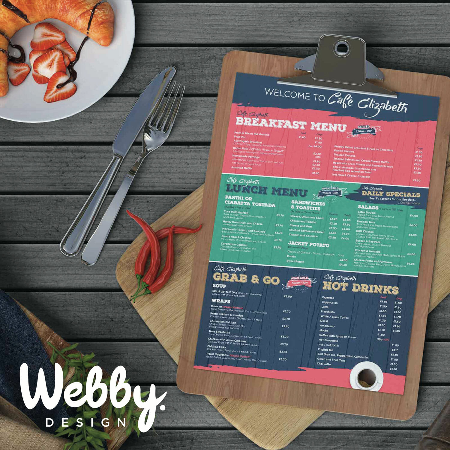 Webby Design Restaurant or Cafe Menu Design