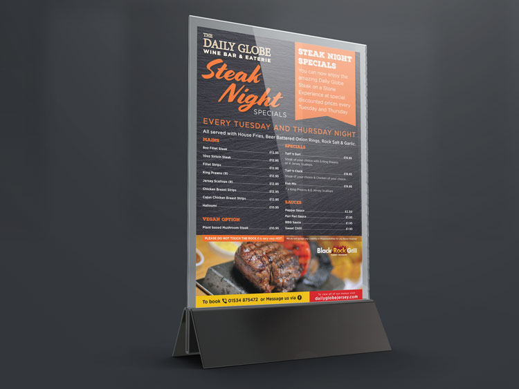 Webby Design Restaurant Menu Design and Print The Daily Globe Jersey