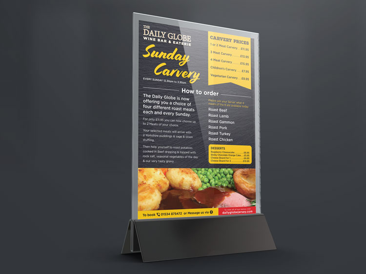 Webby Design Restaurant Menu Design and Print The Daily Globe Jersey