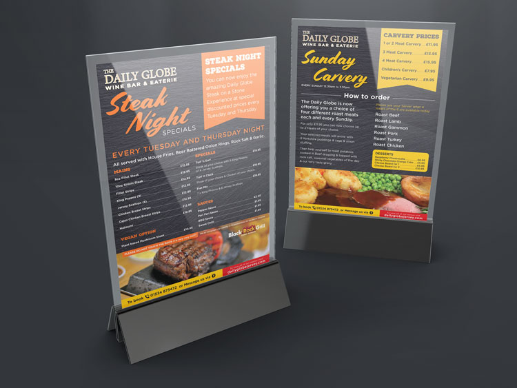 Webby Design Restaurant Menu Design and Print The Daily Globe Jersey