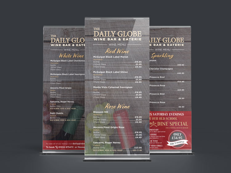 Webby Design Restaurant Menu Design and Print The Daily Globe Jersey